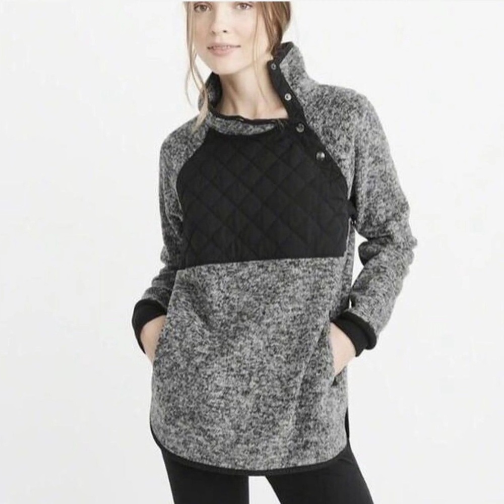 Abercrombie & Fitch Grey Fleece Pullover with Black Trim